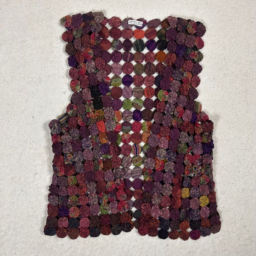 Vintage 100% Thai Silk Whimsigoth Yo-Yo Vest